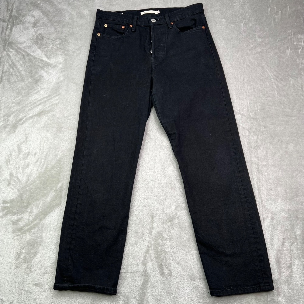 Levis Premium Jeans Womens 26 Black Wedgie Straight American Button Fly Denim - Picture 2 of 14